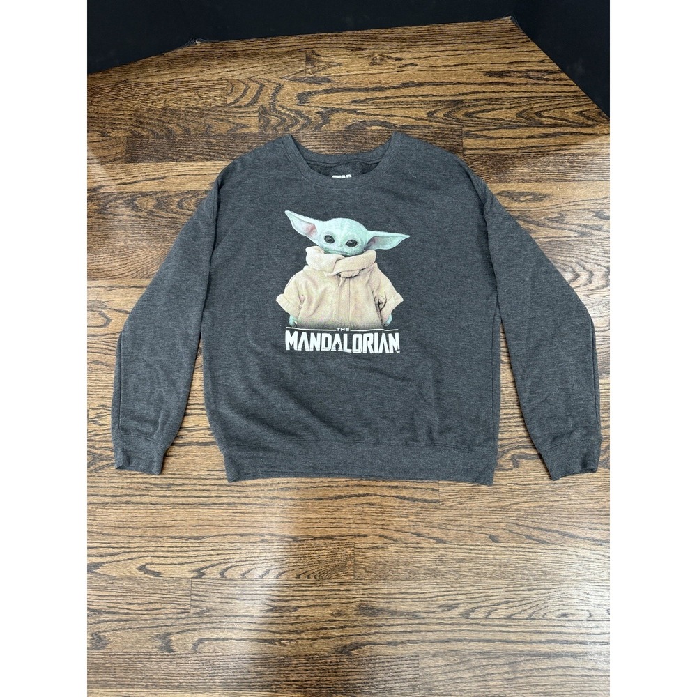 Mandalorian Baby Yoda Black Sweatshirt Star Wars The Child Grogu Size Medium